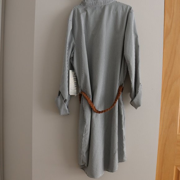 Almost Famous Striped Button Shirt Dress with Belt - Picture 4 of 5